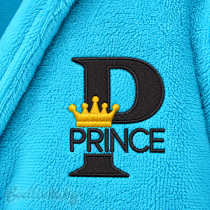 Луксозен детски халат за баня, за момче, бродерия Prince, син, 100% микропамук- ПРЕДПРОДАЖБА, срок на доставка до 10 дни