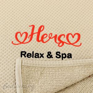 Комплект от 2 бр. хавлии за SPA и сауна с бродерия HIS & HERS, размер 80×145 см, 100%  НАТУРАЛЕН памук
